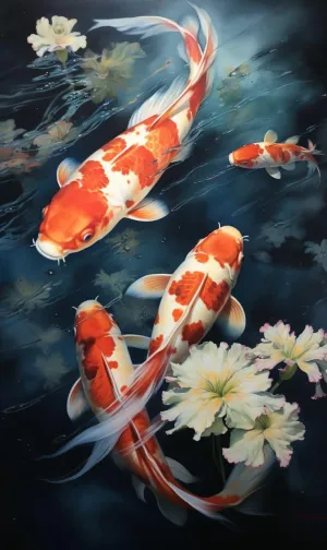 Christmas Puzzle -A Painting of Two Koi Fish in A Pond-Pieces Fit Together Perfectly 500 Piece Wooden Jigsaw Puzzle with Hidden Images Gift