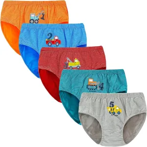 CHUNG Toddlers Little Boys 2-9Y Cotton Briefs Underwear Pack of 5/6 Car Dinosaur