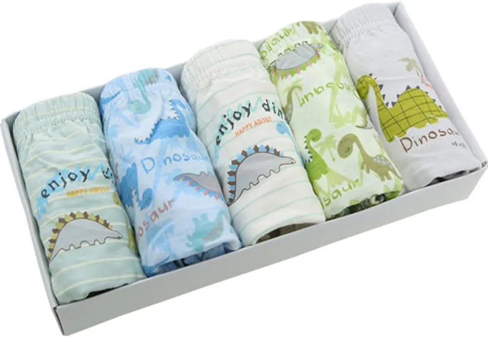 CHUNG Toddlers Little Boys 2-9Y Cotton Briefs Underwear Pack of 5/6 Car Dinosaur