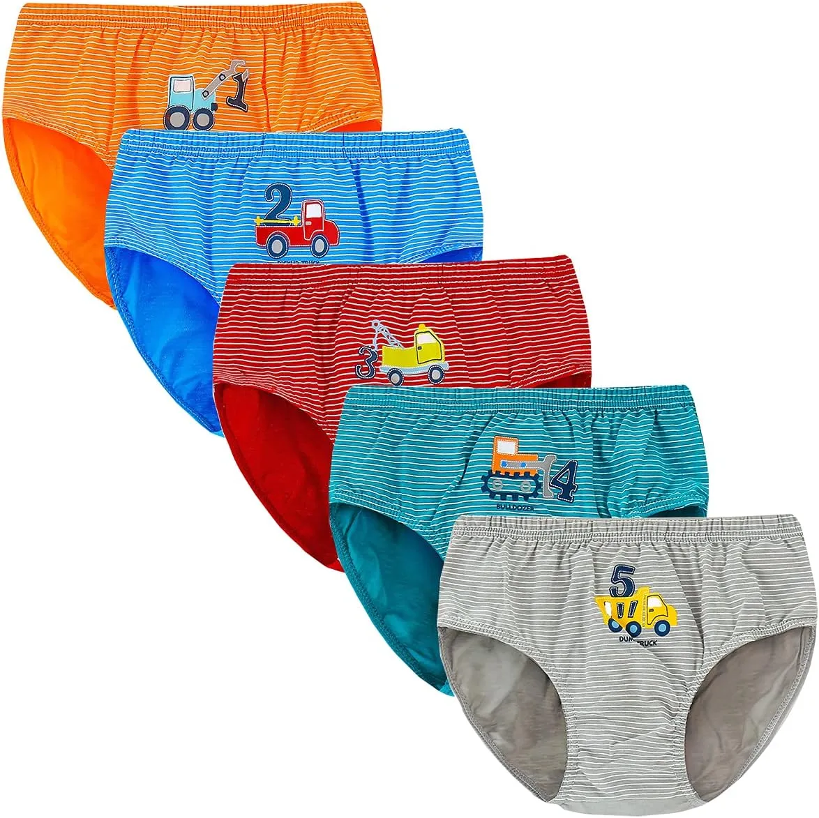 CHUNG Toddlers Little Boys 2-9Y Cotton Briefs Underwear Pack of 5/6 Car Dinosaur