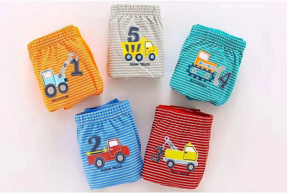 CHUNG Toddlers Little Boys 2-9Y Cotton Briefs Underwear Pack of 5/6 Car Dinosaur