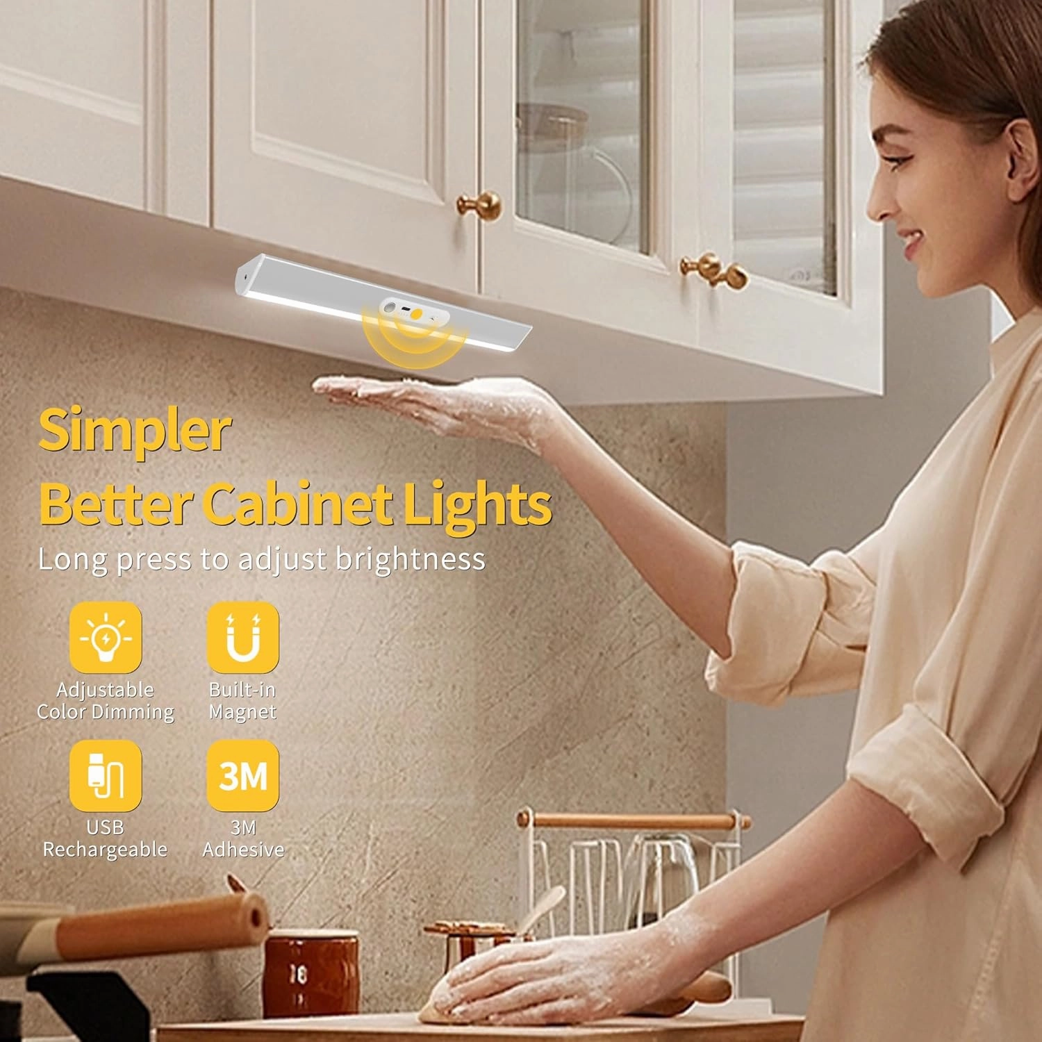 Closet Lights Wireless with Eye-Protection Design, Closet Motion Sensor Light with Remote and Magnetic, Rechargeable Motion Sensor Light with 3000/4000/6500K and Dimmable,Cabinet Lights with 90 CRI