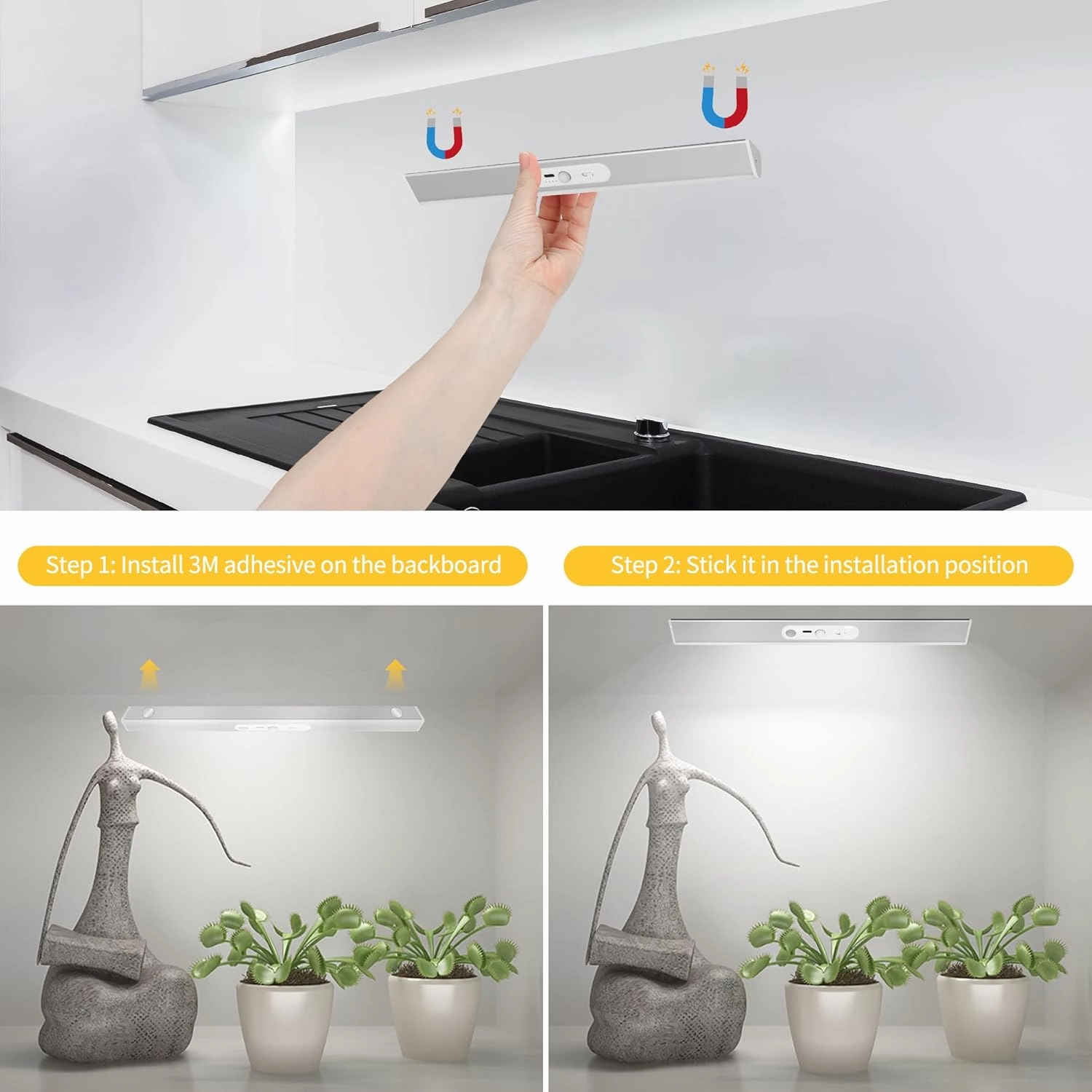 Closet Lights Wireless with Eye-Protection Design, Closet Motion Sensor Light with Remote and Magnetic, Rechargeable Motion Sensor Light with 3000/4000/6500K and Dimmable,Cabinet Lights with 90 CRI
