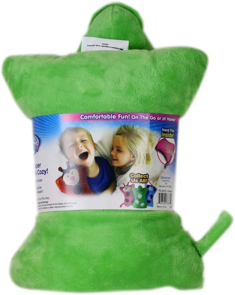 Cloudz Kids Super Soft N' Cuddly On Hand Animal Airplane Travel Pillow Pal! Keep Children Comfy and Supported with a Buddy While Traveling or just Resting at Home - Dinosaur
