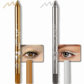 Colored Gel Glitter Eyeliner ，Waterproof Pearl Eye Shadow Pencil Metallic Glitter Eye Liner Pencil for Women,Eye Liners & Shadow Pencil Eye Makeup (04# Gold & 05# Silver)