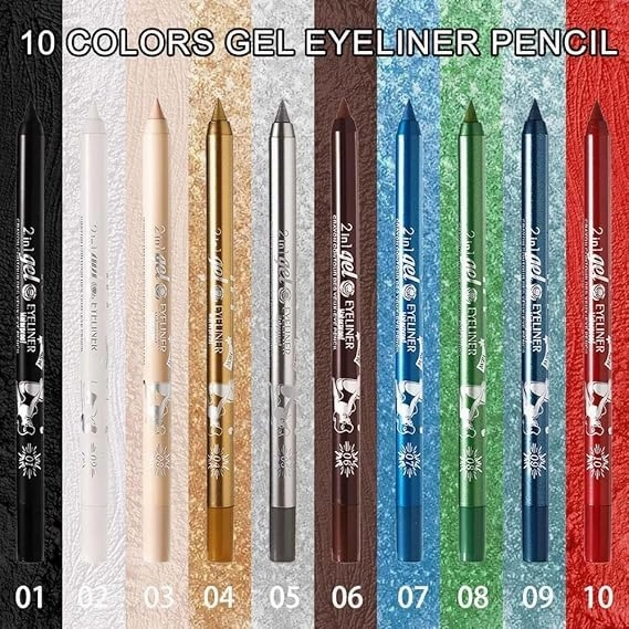Colored Gel Glitter Eyeliner ，Waterproof Pearl Eye Shadow Pencil Metallic Glitter Eye Liner Pencil for Women,Eye Liners & Shadow Pencil Eye Makeup (04# Gold & 05# Silver)