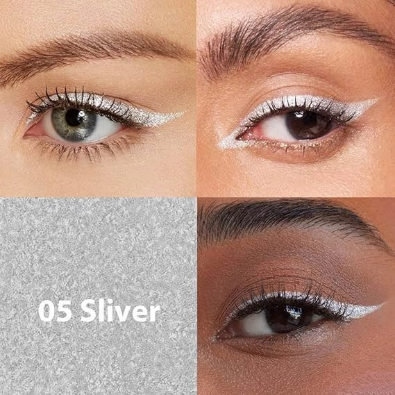 Colored Gel Glitter Eyeliner ，Waterproof Pearl Eye Shadow Pencil Metallic Glitter Eye Liner Pencil for Women,Eye Liners & Shadow Pencil Eye Makeup (04# Gold & 05# Silver)