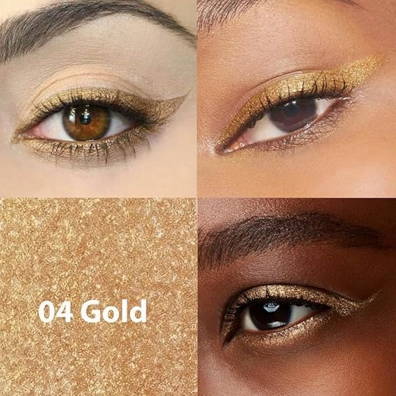 Colored Gel Glitter Eyeliner ，Waterproof Pearl Eye Shadow Pencil Metallic Glitter Eye Liner Pencil for Women,Eye Liners & Shadow Pencil Eye Makeup (04# Gold & 05# Silver)