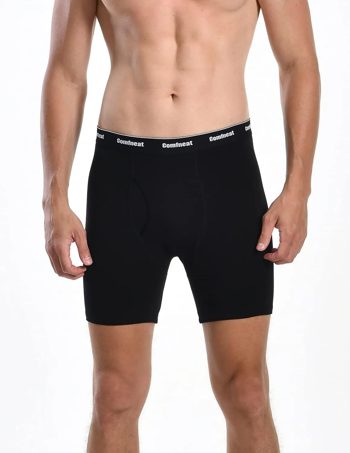Comfneat Men's 6-Pack Boxer Briefs Soft Breathable Underwear S-XXL Open Fly