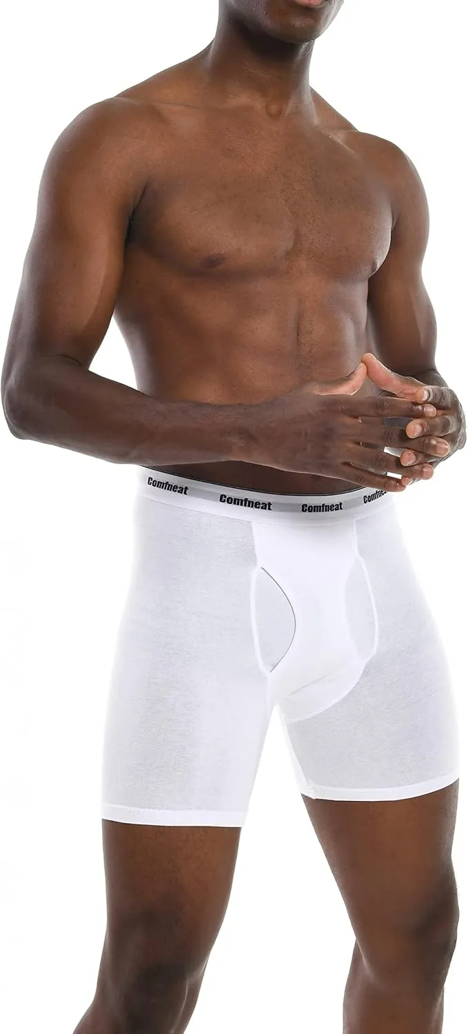 Comfneat Men's 6-Pack Boxer Briefs Soft Breathable Underwear S-XXL Open Fly