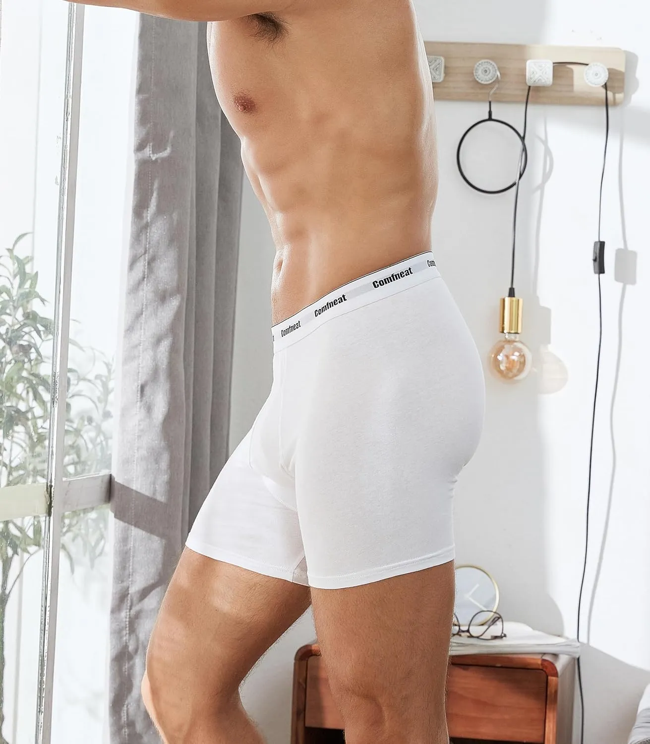 Comfneat Men's 6-Pack Boxer Briefs Soft Breathable Underwear S-XXL Open Fly