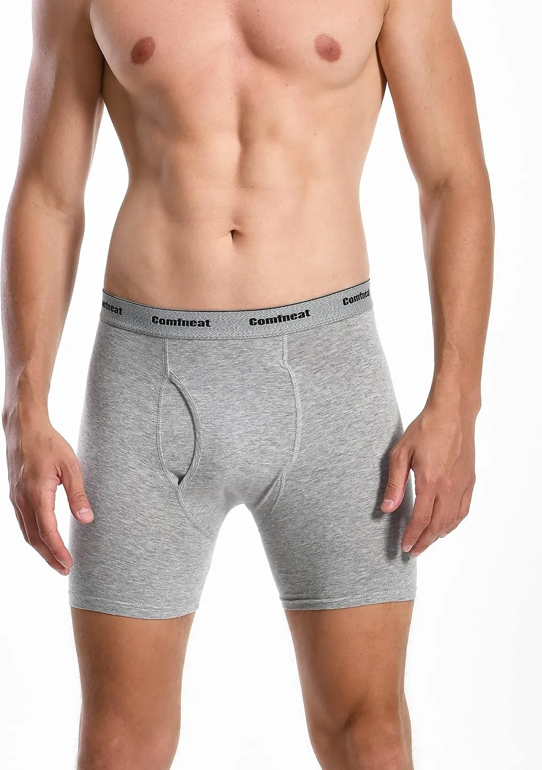 Comfneat Men's 6-Pack Boxer Briefs Soft Breathable Underwear S-XXL Open Fly