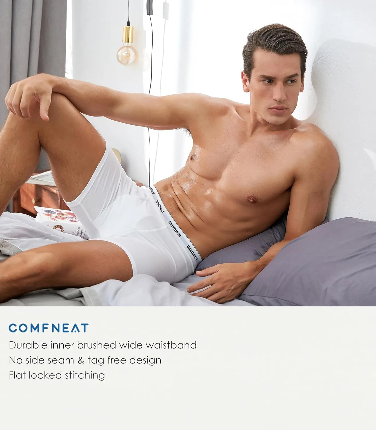 Comfneat Men's 6-Pack Boxer Briefs Soft Breathable Underwear S-XXL Open Fly