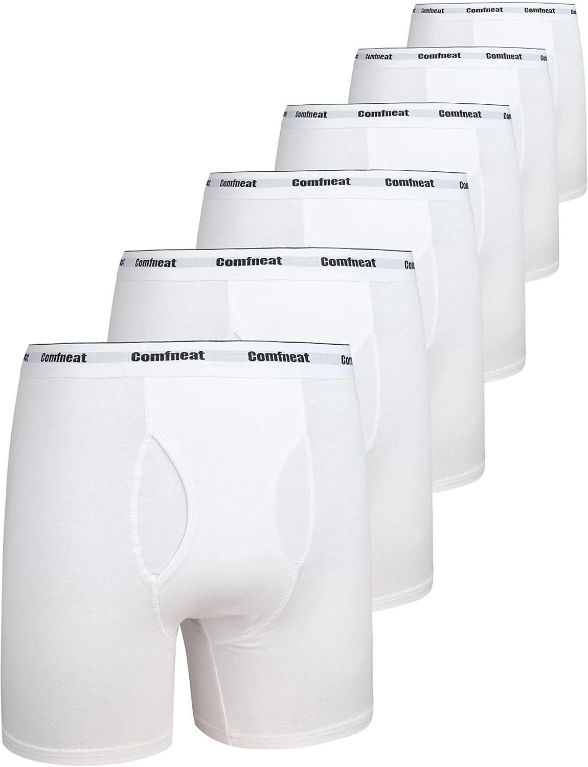 Comfneat Men's 6-Pack Boxer Briefs Soft Breathable Underwear S-XXL Open Fly