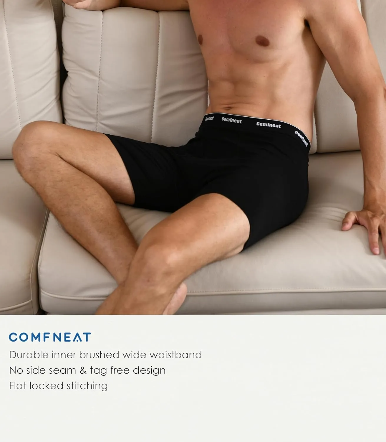 Comfneat Men's 6-Pack Boxer Briefs Soft Breathable Underwear S-XXL Open Fly