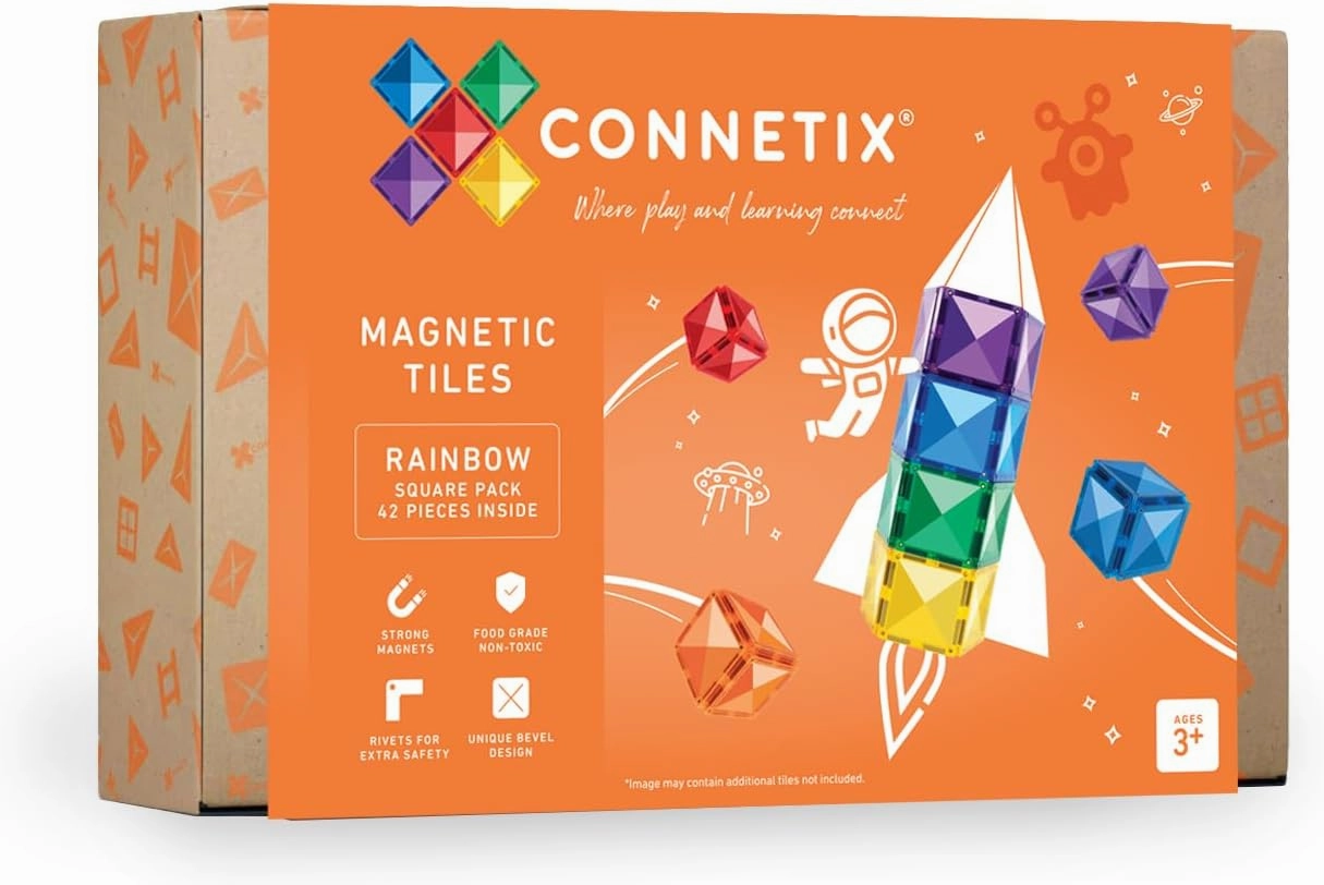 CONNETIX Rainbow Square Pack, 42 Pieces