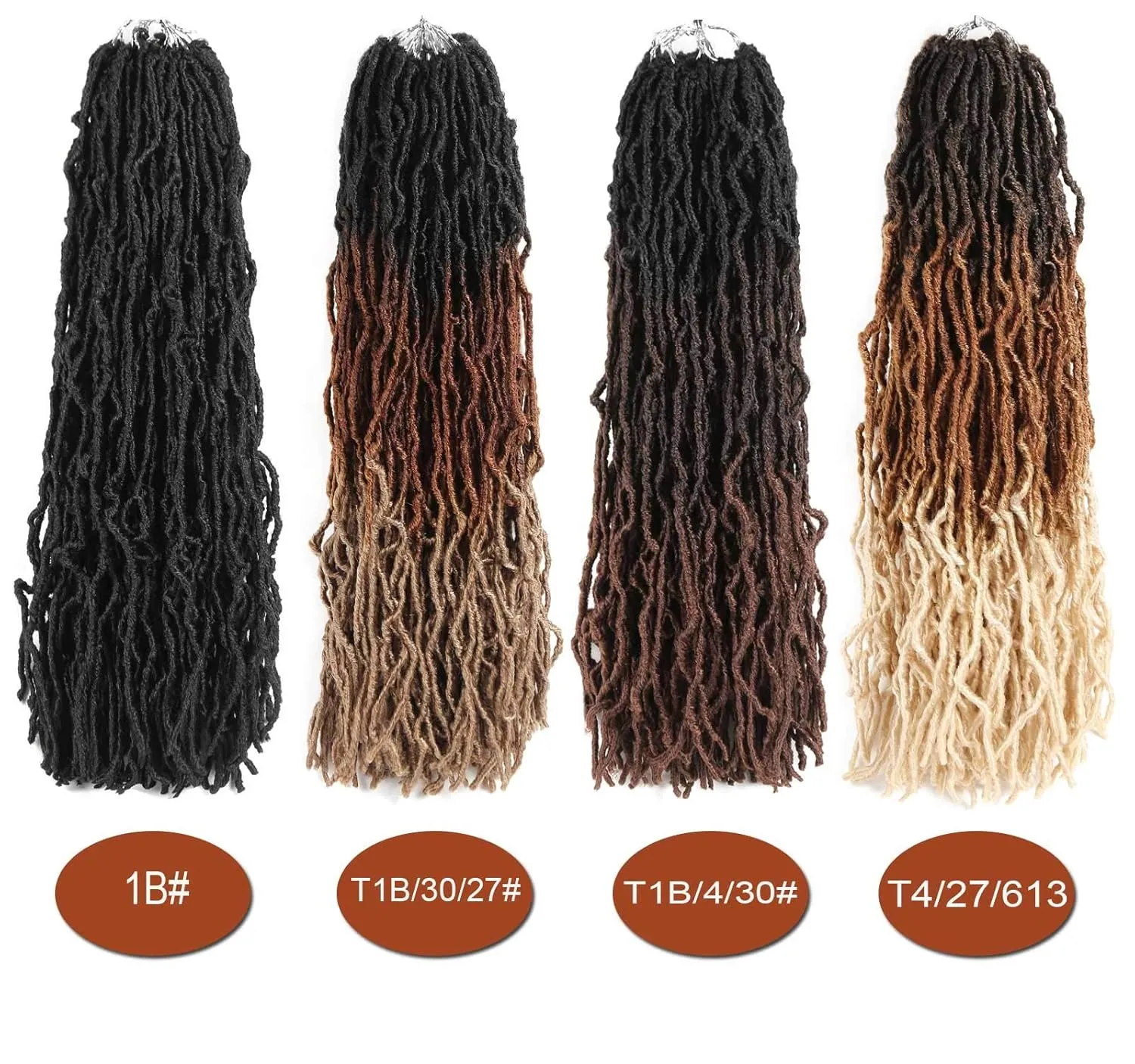 Copper Faux Locs Crochet Hair-24 Inch 6 Packs Ginger Soft Locs Crochet Hair Goddess Locs Crochet Braids For Women Pre Looped Synthetic Braid Locs For Human Hair Extensions(24in,6packs,350#)