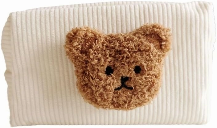 Corduroy Bear Cosmetic Bags Fuzzy Cute Travel Cosmetics Portable Storage Bag Makeup Bag (brown)