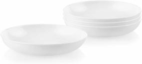 Corelle Vitrelle 4-PC Large 30-Oz Glass Meal Bowls Set, Service for 4, Compact Stack Bowls Set For Salad and Pasta, Microwave & Dishwasher Safe, White