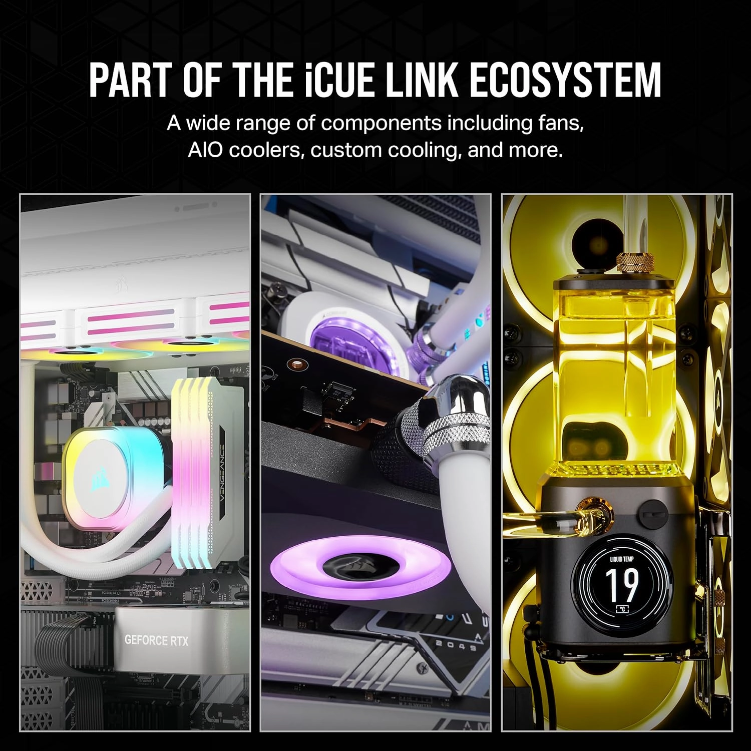 Corsair iCUE LINK QX120 RGB 120mm Magnetic Dome RGB Fans - Triple Fan Starter Kit with iCUE LINK System Hub - White