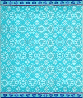 COTTON CRAFT Oversized Extra Wide XL Beach Blanket Towel for Two - 58x68-100% Cotton Velour - Big & Huge - Pool Picnic Bath Jacquard Thick Plush Super Soft Luxury - 450 GSM - Summer Trellis Pool Blue