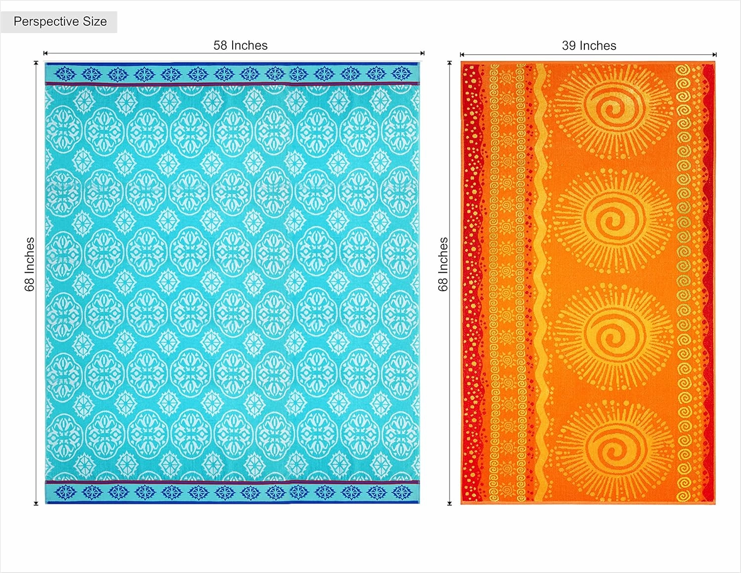 COTTON CRAFT Oversized Extra Wide XL Beach Blanket Towel for Two - 58x68-100% Cotton Velour - Big & Huge - Pool Picnic Bath Jacquard Thick Plush Super Soft Luxury - 450 GSM - Summer Trellis Pool Blue