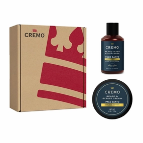 Cremo Palo Santo 2n1 Beard Wash & Softener   Palo Santo Beard & Scruff Cream Set for Short Beards