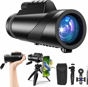 Criacr Monocular Telescope, 80x100 High Power Monocular Telescope for Stargazing, Monocular with Tripod and Smartphone Adapter, High Definition Monocular for Hiking Hunting