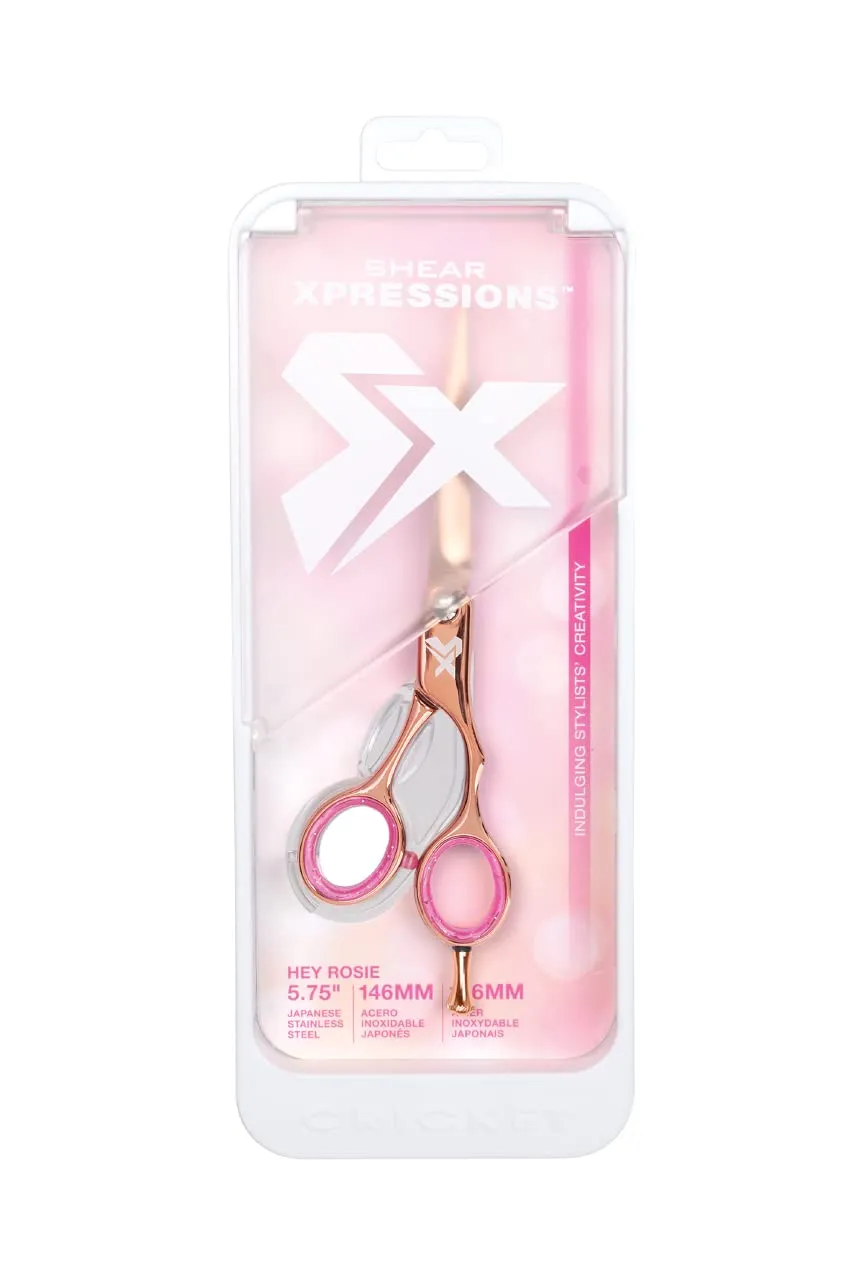 Cricket Shear Xpressions 5.75" Professional Hair Cutting Scissors - Barber Scissors, Japanese Stainless Steel, Comfort Silencer, Ideal for Stylists and Home Use, Hey Rosie - Rose Gold