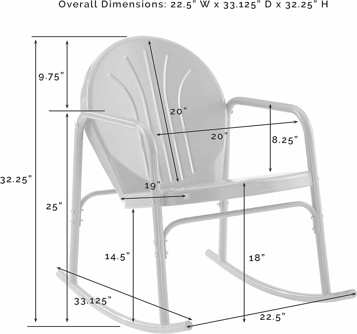 Crosley Furniture Griffith Retro Metal Outdoor Rocking Chairs, Set of 2, for Porch, Deck, Balcony, Backyard, Bright Red Gloss
