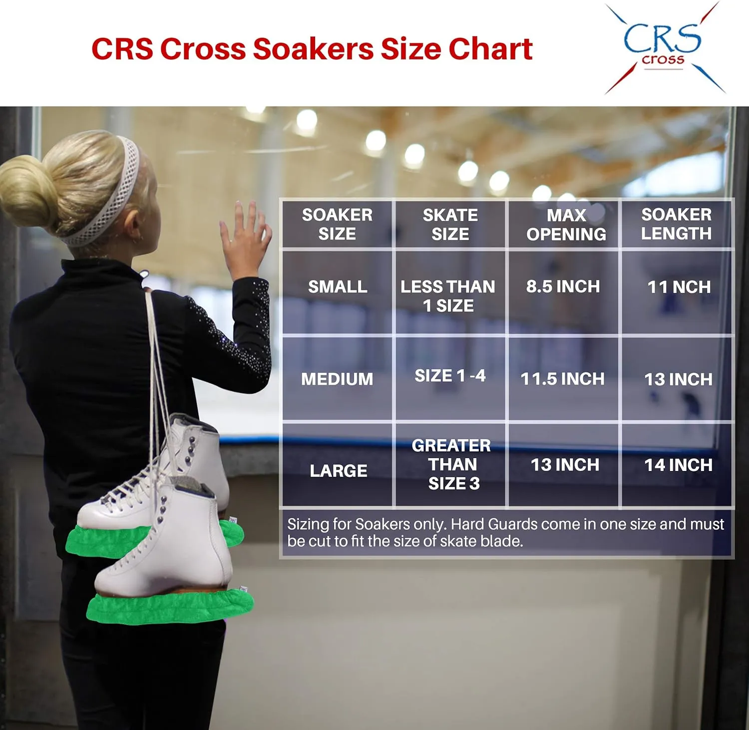 CRS Cross Skate Guards, Soakers and Towel Gift Set - Ice Skating Guards and Soft Skate Blade Covers for Figure Skating or Hockey