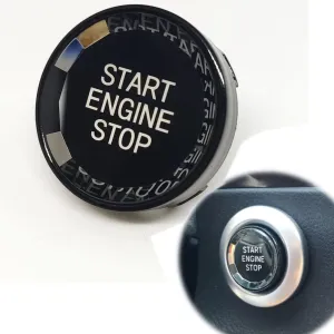 Crystal Engine Start Stop Switch Button Replace Cover for BMW 1 3 5 Series E87 E90/E91/E92/E93 E60 X1 E84 X3 E83 X5 E70 X6 E71 Z4 (for E Chassis, Black)