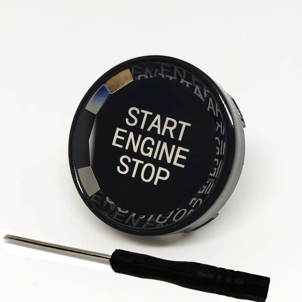 Crystal Engine Start Stop Switch Button Replace Cover for BMW 1 3 5 Series E87 E90/E91/E92/E93 E60 X1 E84 X3 E83 X5 E70 X6 E71 Z4 (for E Chassis, Black)
