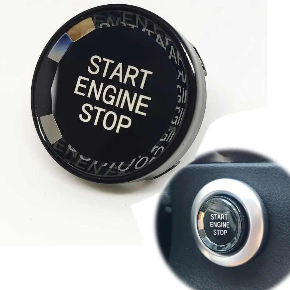 Crystal Engine Start Stop Switch Button Replace Cover for BMW 1 3 5 Series E87 E90/E91/E92/E93 E60 X1 E84 X3 E83 X5 E70 X6 E71 Z4 (for E Chassis, Black)