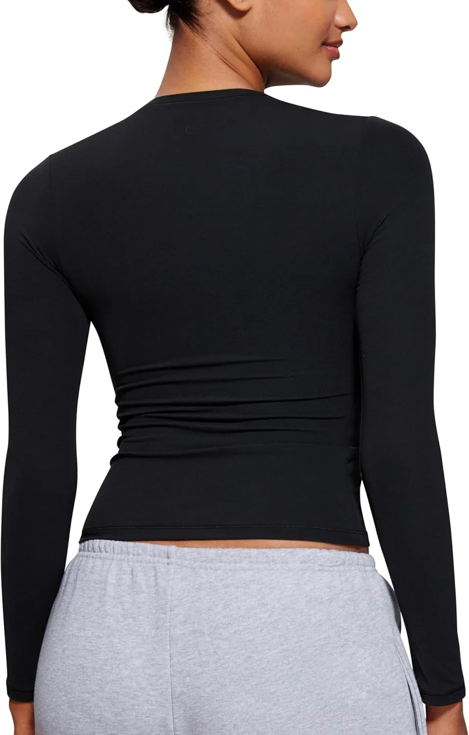 CRZ YOGA Softembrace Long Sleeve Shirts for Women Soft Crew Neck Fall Basic Tight Tops Fitted Casual Going Out T-Shirts