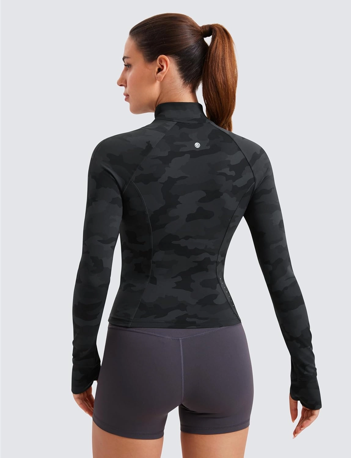 CRZ YOGA Butterluxe Womens Cropped Slim Fit Workout Jacket Weightless Track Athletic Full Zip Up Tops with Thumb Holes