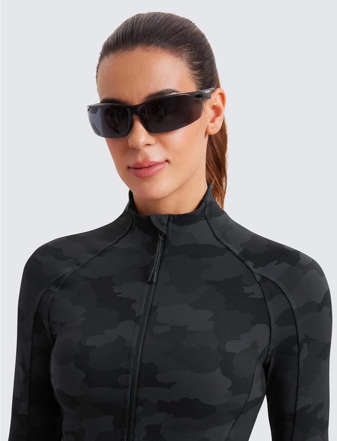 CRZ YOGA Butterluxe Womens Cropped Slim Fit Workout Jacket Weightless Track Athletic Full Zip Up Tops with Thumb Holes