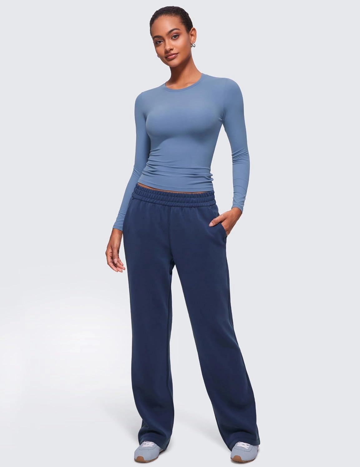CRZ YOGA Softembrace Long Sleeve Shirts for Women Soft Crew Neck Fall Basic Tight Tops Fitted Casual Going Out T-Shirts