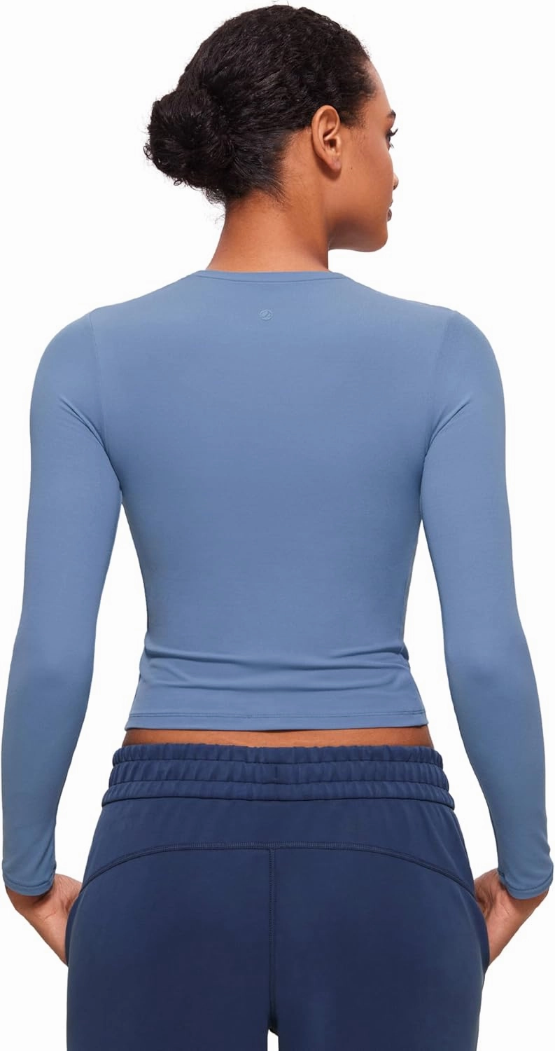 CRZ YOGA Softembrace Long Sleeve Shirts for Women Soft Crew Neck Fall Basic Tight Tops Fitted Casual Going Out T-Shirts