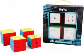 CuberSpeed Speedcubing Set with 2X2, 3X3, 4X4 & 5X5 Magic Cube - Stickerless, Bright Cube Set by MoFang JiaoShi Meilong