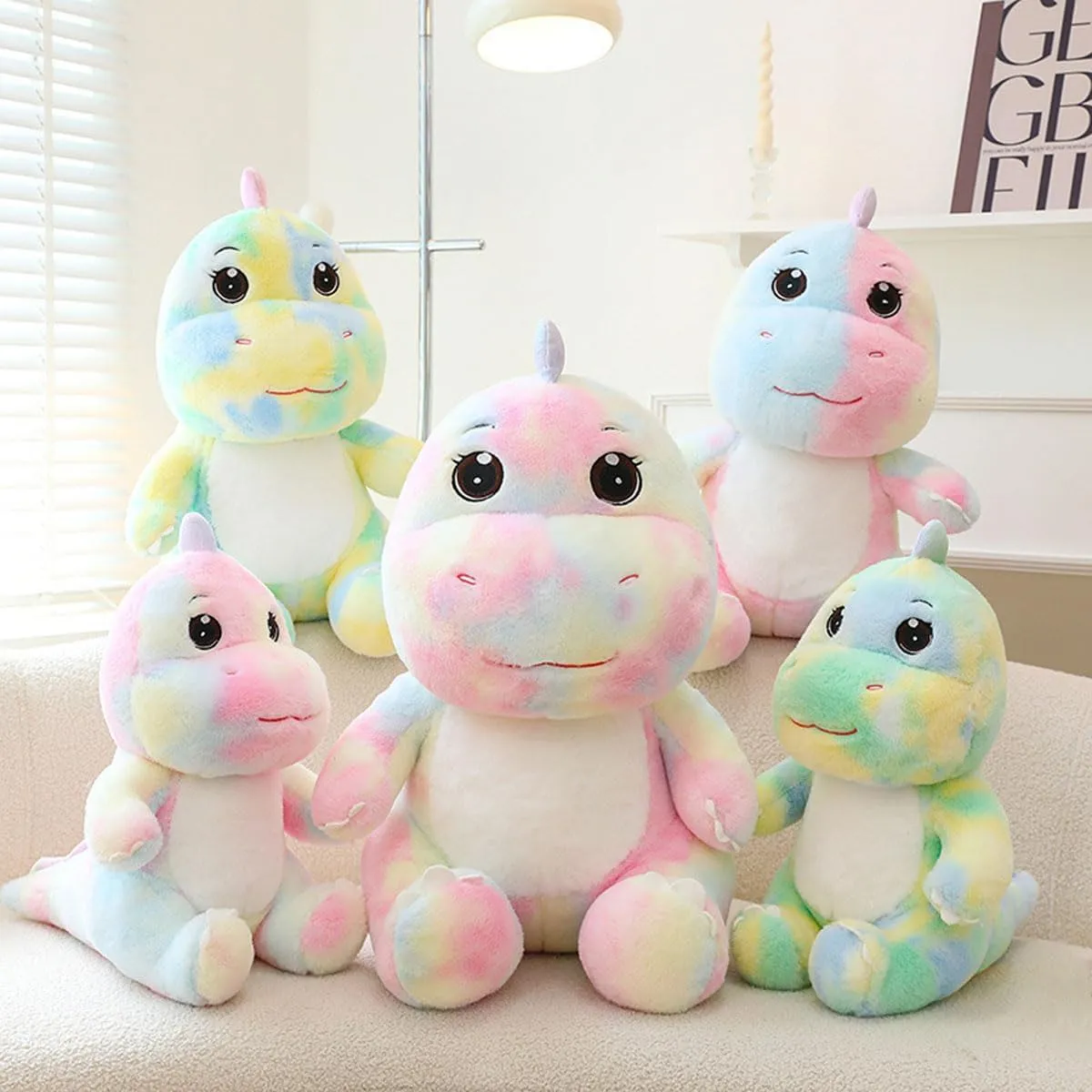 Cuddly Big Soft Toys Plush Rainbow Dinosaur Stuffed Animals Toy Doll, Dinosaur Plushie Toys Best Birthday Christmas Great Anniversary Fiesta Valentine Gifts for Children Kids Baby Toys(Pink,18 Inch)