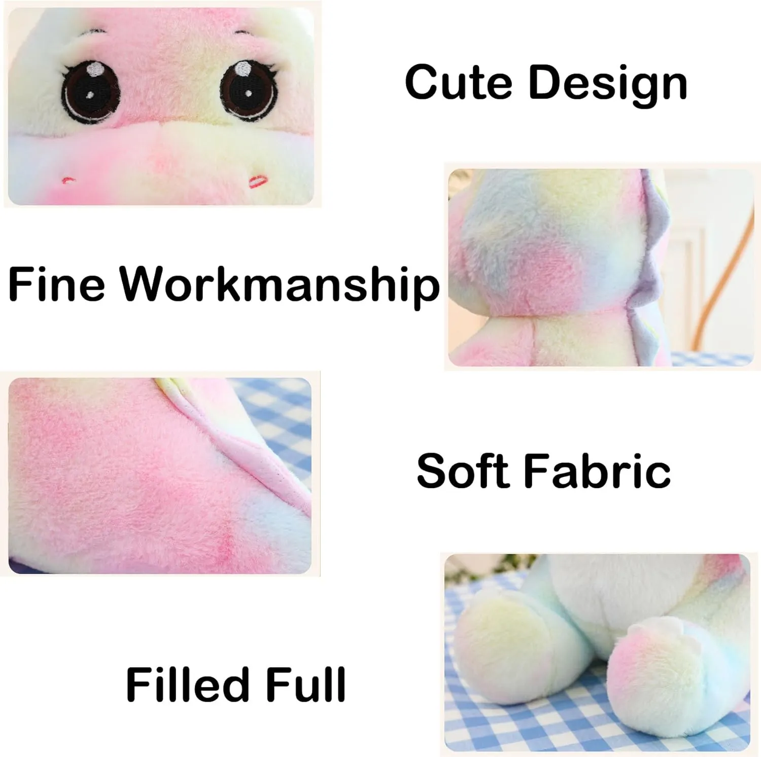 Cuddly Big Soft Toys Plush Rainbow Dinosaur Stuffed Animals Toy Doll, Dinosaur Plushie Toys Best Birthday Christmas Great Anniversary Fiesta Valentine Gifts for Children Kids Baby Toys(Pink,18 Inch)
