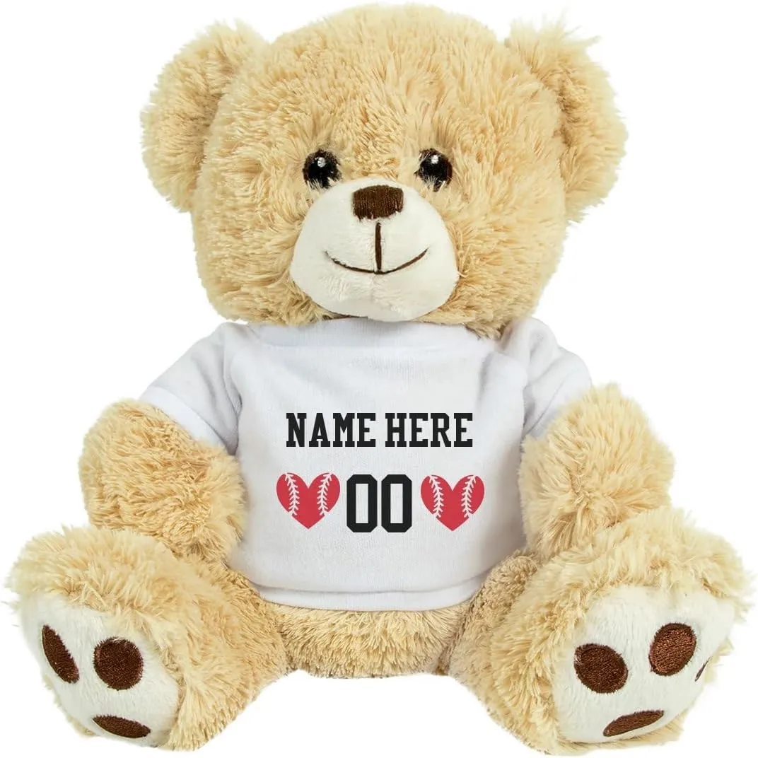 Customized Girl Personalized Teddy Bear Stuffed Animal - Personalized Stuffed Animals Baseball Girlfriend Teddy Bear Gift - 10 Inch Custom Stuffed Animal Stuffed Bear