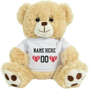 Customized Girl Personalized Teddy Bear Stuffed Animal - Personalized Stuffed Animals Baseball Girlfriend Teddy Bear Gift - 10 Inch Custom Stuffed Animal Stuffed Bear