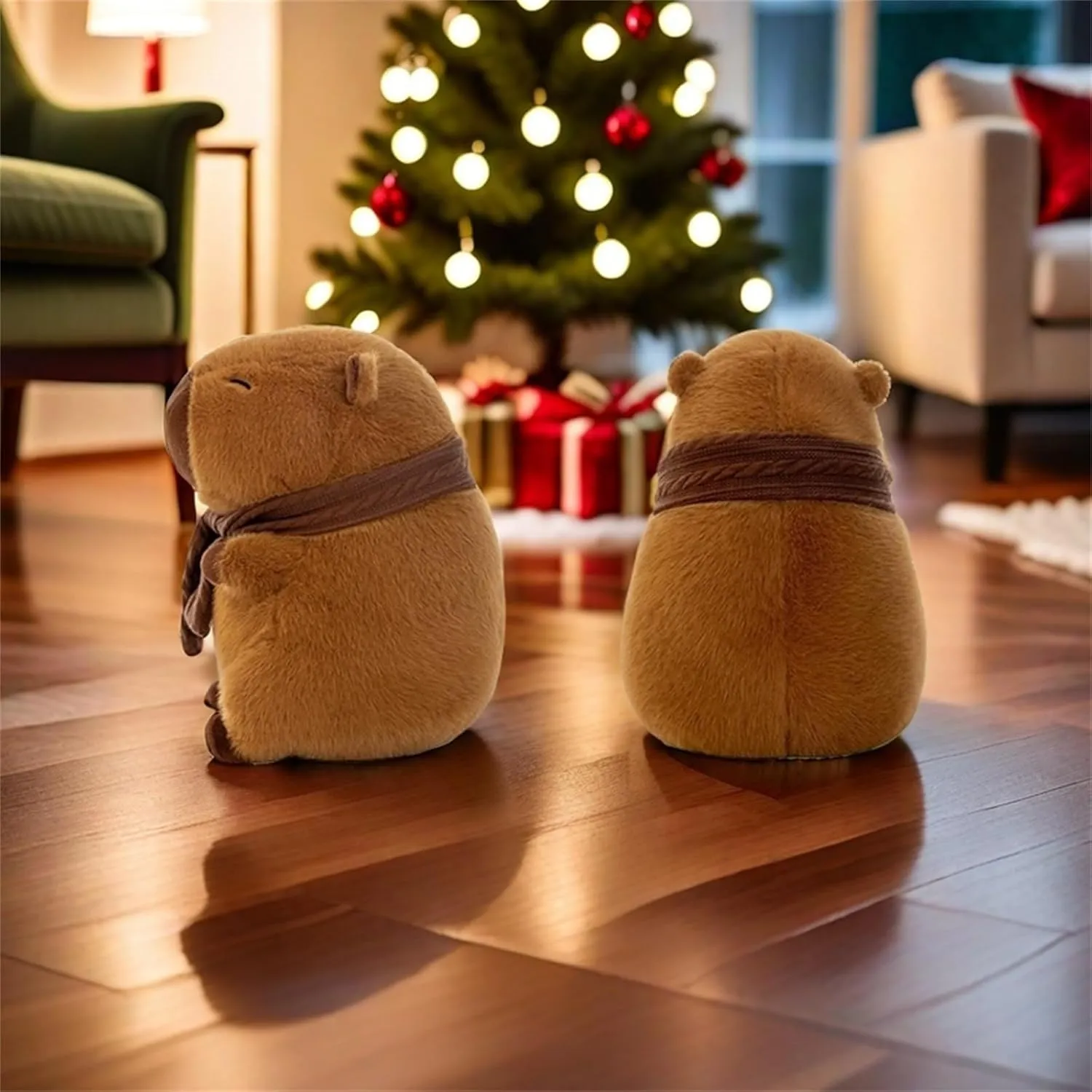 Cute Capybara Plush Toy Pillow Adorable Capybara Stuffed Animal for Kids and Adults 9.8inch Soft and Squishy Capibara Plushie Pillow Doll Xmas Gift（Scarf Style）