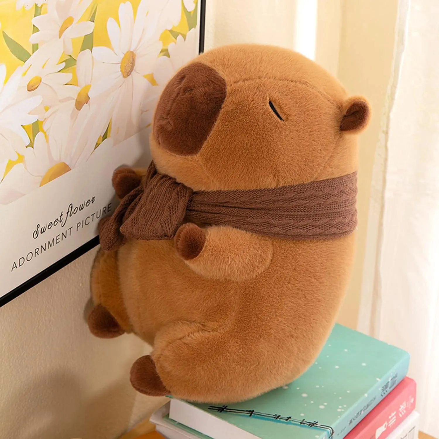 Cute Capybara Plush Toy Pillow Adorable Capybara Stuffed Animal for Kids and Adults 9.8inch Soft and Squishy Capibara Plushie Pillow Doll Xmas Gift（Scarf Style）