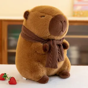 Cute Capybara Plush Toy Pillow Adorable Capybara Stuffed Animal for Kids and Adults 9.8inch Soft and Squishy Capibara Plushie Pillow Doll Xmas Gift（Scarf Style）