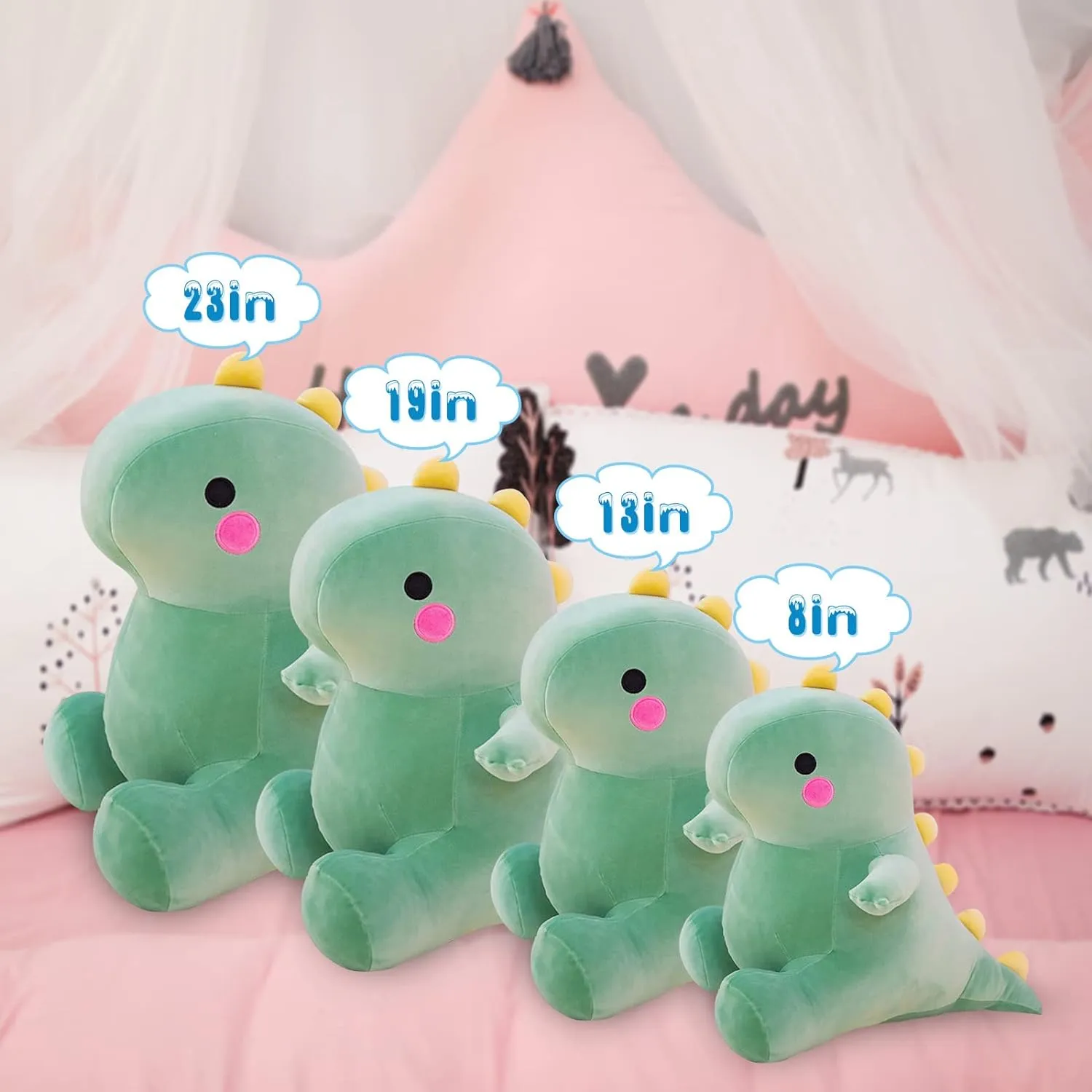 Cute Dinosaur Plush Toys, Fat Dinosaur Stuffed Animals Toys Dolls, Dinosaur Plush Toy Soft Stuffed Animal Dino Plushies Doll Cute Birthday Gifts for Kids Girls Boys (Green,13in)