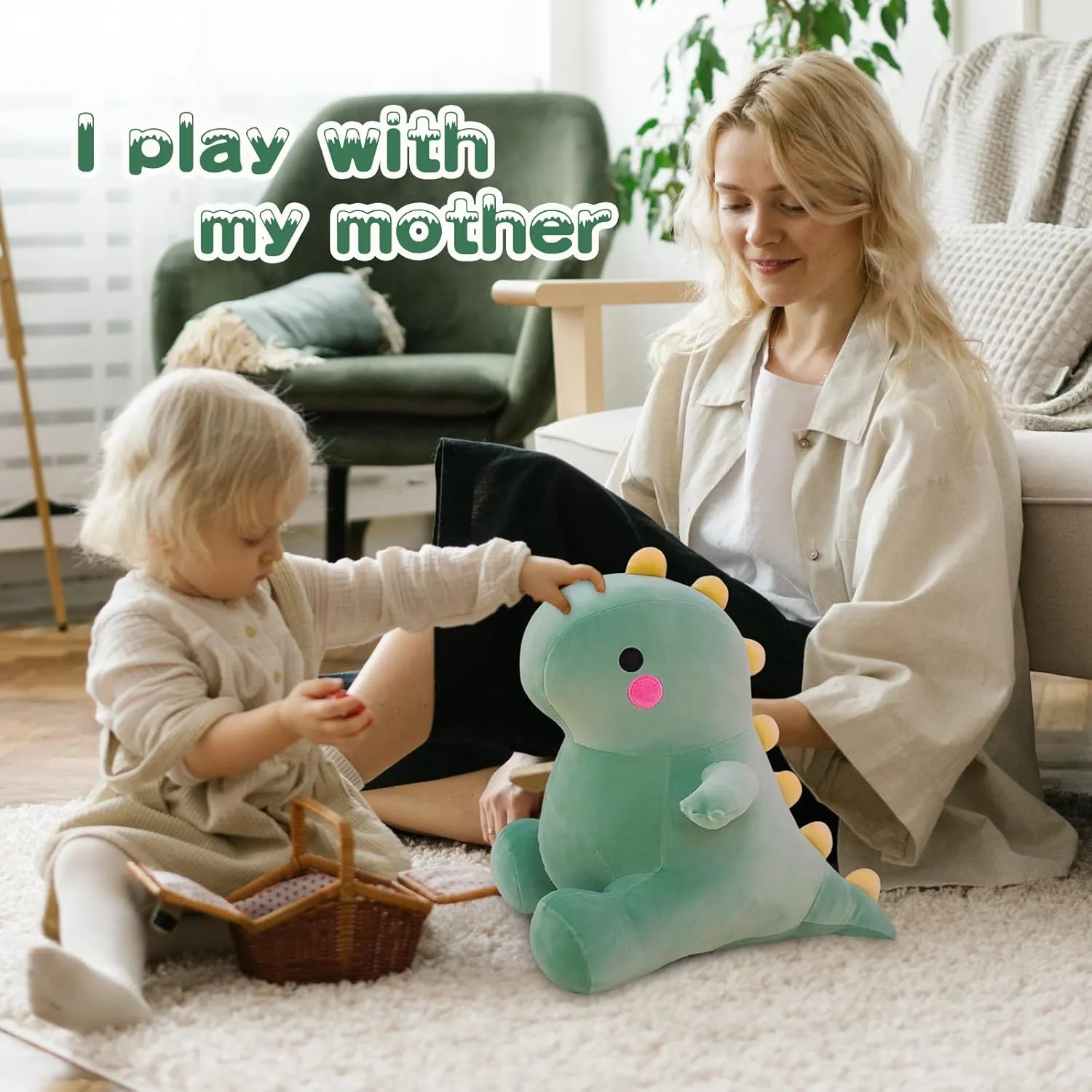 Cute Dinosaur Plush Toys, Fat Dinosaur Stuffed Animals Toys Dolls, Dinosaur Plush Toy Soft Stuffed Animal Dino Plushies Doll Cute Birthday Gifts for Kids Girls Boys (Green,13in)