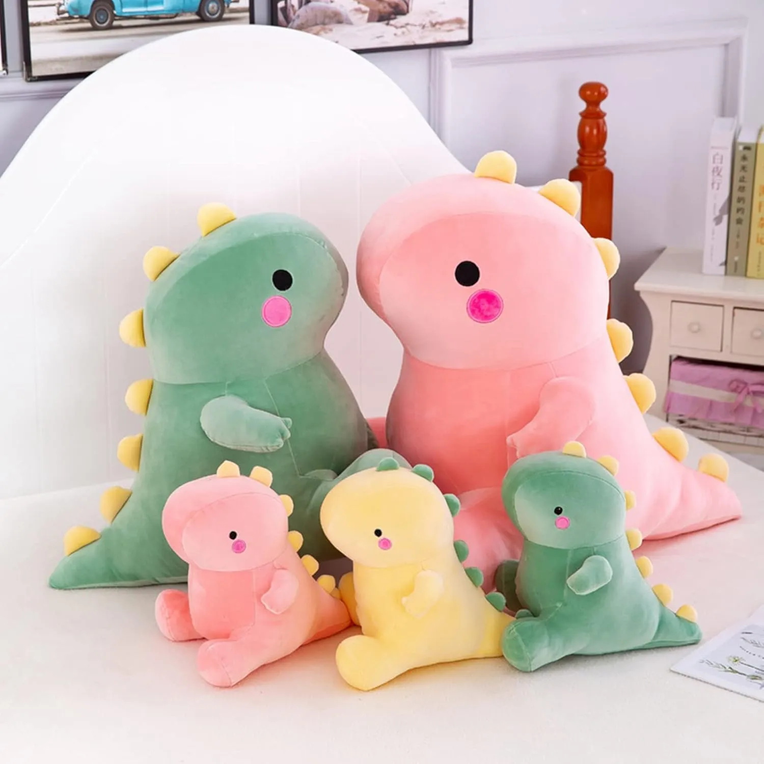 Cute Dinosaur Plush Toys, Fat Dinosaur Stuffed Animals Toys Dolls, Dinosaur Plush Toy Soft Stuffed Animal Dino Plushies Doll Cute Birthday Gifts for Kids Girls Boys (Green,13in)